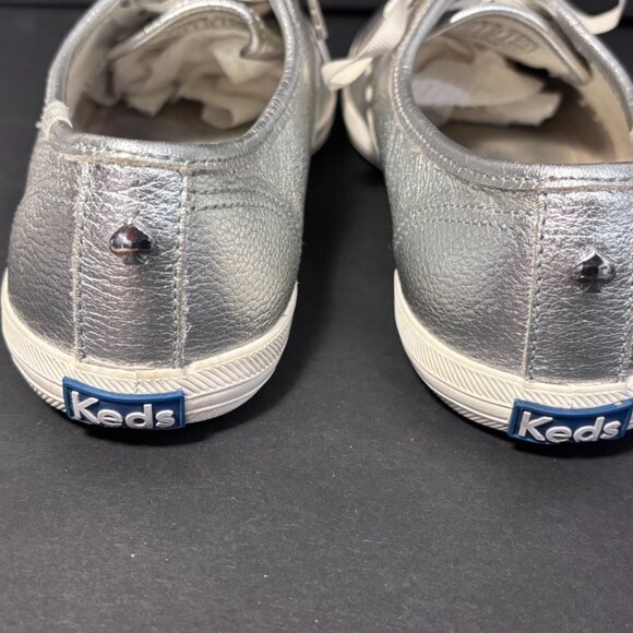 Keds x Kate Spade New York Silver Leather Lace-Up Sneakers Women’s 7.5 Metallic - Picture 14 of 16